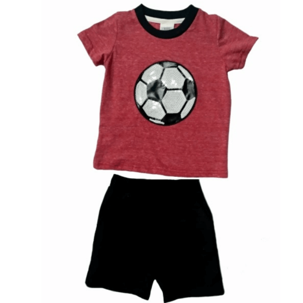 Ball Embroidered Set Of Shorts And T-shirt For Toddlers
